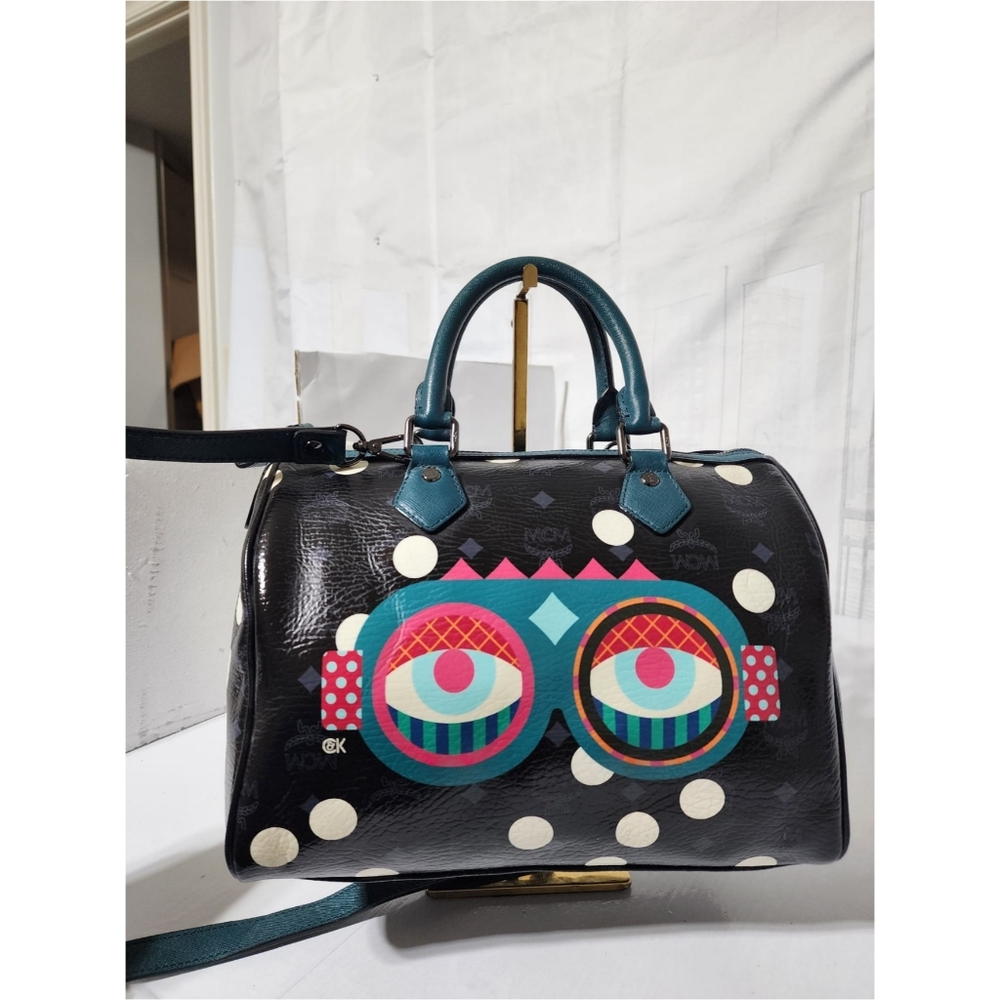MCM Craig & Karl Snowdome Boston Bag Black/Green - Picture 8 of 16